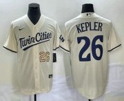 Wholesale Cheap Men's Minnesota Twins #26 Max Kepler Number Cream 2022 City Connect Cool Base Stitched Jersey