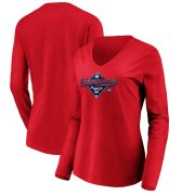 Wholesale Cheap Washington Nationals Majestic Women's 2019 National League Champions Bullpen Long Sleeve V-Neck T-Shirt Red