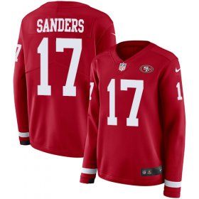 Wholesale Cheap Nike 49ers #17 Emmanuel Sanders Red Team Color Women\'s Stitched NFL Limited Therma Long Sleeve Jersey