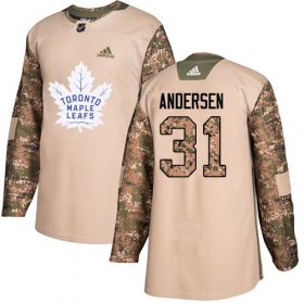 Wholesale Cheap Adidas Maple Leafs #31 Frederik Andersen Camo Authentic 2017 Veterans Day Stitched Youth NHL Jersey