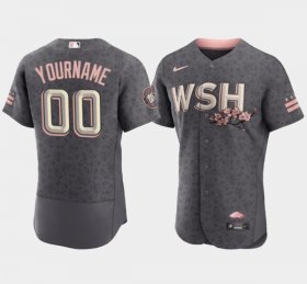 Wholesale Cheap Men\'s Washington Nationals Customized 2022 Gray City Connect Cherry Blossom Flex Base Stitched Baseball Jersey