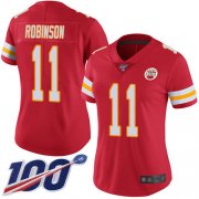 Wholesale Cheap Nike Chiefs #11 Demarcus Robinson Red Team Color Women's Stitched NFL 100th Season Vapor Limited Jersey