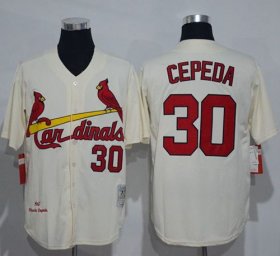 Wholesale Cheap Mitchell And Ness 1967 Cardinals #30 Orlando Cepeda Cream Throwback Stitched MLB Jersey