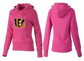 Wholesale Cheap Women\'s Cincinnati Bengals Logo Pullover Hoodie Pink