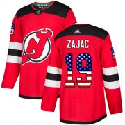 Wholesale Cheap Adidas Devils #19 Travis Zajac Red Home Authentic USA Flag Stitched NHL Jersey