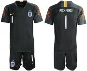 Wholesale Cheap England #1 Pickford Black Goalkeeper Soccer Country Jersey