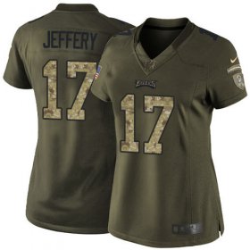 Wholesale Cheap Nike Eagles #17 Alshon Jeffery Green Women\'s Stitched NFL Limited 2015 Salute to Service Jersey
