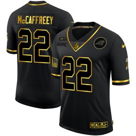 Wholesale Cheap Men\'s Carolina Panthers #22 Christian McCaffrey Black Gold 2020 Salute To Service Stitched NFL Nike Limited Jersey