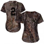 Wholesale Cheap Yankees #2 Derek Jeter Camo Realtree Collection Cool Base Women's Stitched MLB Jersey