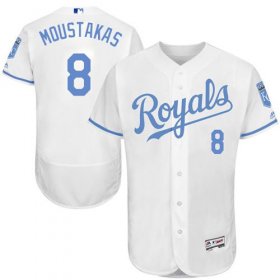 Wholesale Cheap Royals #8 Mike Moustakas White Flexbase Authentic Collection Father\'s Day Stitched MLB Jersey