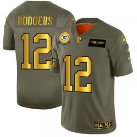 Wholesale Cheap Green Bay Packers #12 Aaron Rodgers NFL Men\'s Nike Olive Gold 2019 Salute to Service Limited Jersey