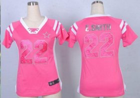 Wholesale Cheap Nike Cowboys #22 Emmitt Smith Pink Women\'s Stitched NFL Elite Draft Him Shimmer Jersey