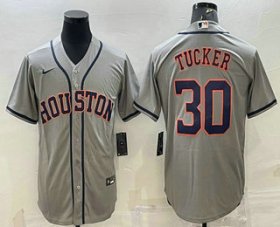 Wholesale Cheap Men\'s Houston Astros #30 Kyle Tucker Grey Stitched MLB Cool Base Nike Jersey