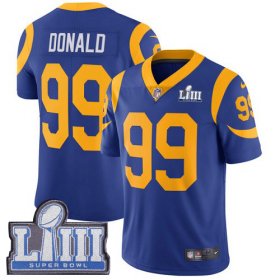 Wholesale Cheap Nike Rams #99 Aaron Donald Royal Blue Alternate Super Bowl LIII Bound Men\'s Stitched NFL Vapor Untouchable Limited Jersey