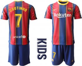 Wholesale Cheap Youth 2020-2021 club Barcelona home 7 red Soccer Jerseys