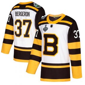 Wholesale Cheap Adidas Bruins #37 Patrice Bergeron White Authentic 2019 Winter Classic Stanley Cup Final Bound Stitched NHL Jersey