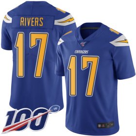 Wholesale Cheap Nike Chargers #17 Philip Rivers Electric Blue Men\'s Stitched NFL Limited Rush 100th Season Jersey