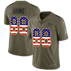 Wholesale Cheap Nike Texans #88 Jordan Akins Olive/USA Flag Men\'s Stitched NFL Limited 2017 Salute To Service Jersey