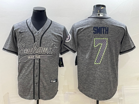 Wholesale Cheap Men\'s Seattle Seahawks #7 Geno Smith Grey Gridiron With Patch Cool Base Stitched Baseball Jersey