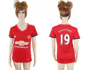 Wholesale Cheap Women\'s Manchester United #19 Rashford Red Home Soccer Club Jersey