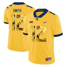 Wholesale Cheap West Virginia Mountaineers 12 Geno Smith Yellow Fashion College Football Jersey