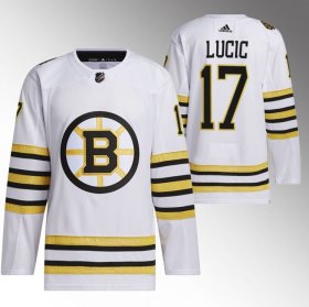 Cheap Men\'s Boston Bruins #17 Milan Lucic White 100th Anniversary Stitched Jersey