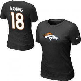 Wholesale Cheap Women\'s Nike Denver Broncos #18 Peyton Manning Name & Number T-Shirt Black
