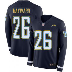 Wholesale Cheap Nike Chargers #26 Casey Hayward Navy Blue Team Color Men\'s Stitched NFL Limited Therma Long Sleeve Jersey