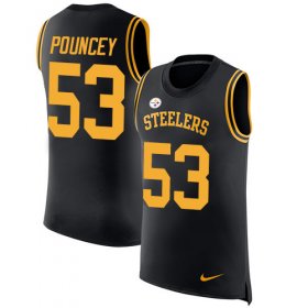 Wholesale Cheap Nike Steelers #53 Maurkice Pouncey Black Team Color Men\'s Stitched NFL Limited Rush Tank Top Jersey