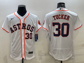Wholesale Cheap Men\'s Houston Astros #30 Kyle Tucker White Stitched MLB Flex Base Nike Jersey