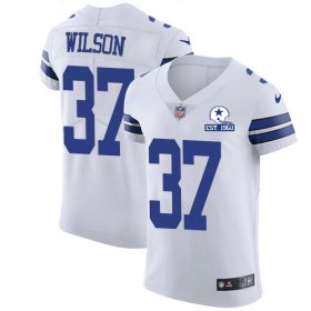 Wholesale Cheap Nike Cowboys #37 Donovan Wilson White Men\'s Stitched With Established In 1960 Patch NFL New Elite Jersey