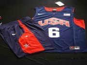 Wholesale Cheap 2012 Olympics Team USA 6 LeBron James Blue Basketball Suit