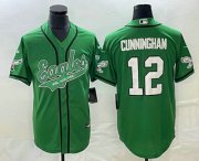 Wholesale Cheap Men's Philadelphia Eagles #12 Randall Cunningham Green Cool Base Stitched Baseball Jersey