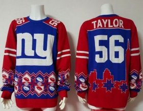 Wholesale Cheap Nike Giants #56 Lawrence Taylor Royal Blue/Red Men\'s Ugly Sweater