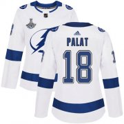 Cheap Adidas Lightning #18 Ondrej Palat White Road Authentic Women's 2020 Stanley Cup Champions Stitched NHL Jersey