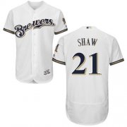Wholesale Cheap Brewers #21 Travis Shaw White Flexbase Authentic Collection Stitched MLB Jersey