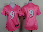 Wholesale Cheap Nike Ravens #9 Justin Tucker Pink Women's Be Luv'd Stitched NFL New Elite Jersey