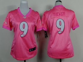 Wholesale Cheap Nike Ravens #9 Justin Tucker Pink Women\'s Be Luv\'d Stitched NFL New Elite Jersey
