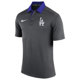 Wholesale Cheap Men\'s Los Angeles Dodgers Nike Anthracite Authentic Collection Dri-FIT Elite Polo