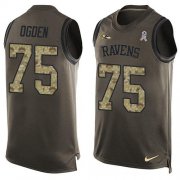 Wholesale Cheap Nike Ravens #75 Jonathan Ogden Green Men's Stitched NFL Limited Salute To Service Tank Top Jersey
