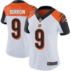 Wholesale Cheap Nike Bengals #9 Joe Burrow White Women\'s Stitched NFL Vapor Untouchable Limited Jersey