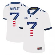 Wholesale Cheap West Virginia Mountaineers 7 Daryl Worley White USA Flag College Football Jersey