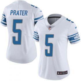 Wholesale Cheap Nike Lions #5 Matt Prater White Women\'s Stitched NFL Vapor Untouchable Limited Jersey