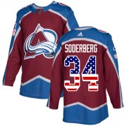 Wholesale Cheap Adidas Avalanche #34 Carl Soderberg Burgundy Home Authentic USA Flag Stitched NHL Jersey