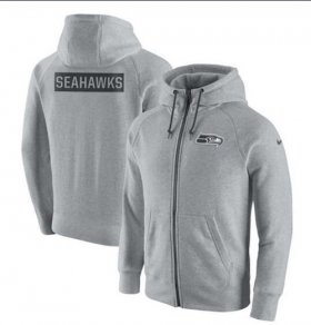 Wholesale Cheap Men\'s Seattle Seahawks Nike Ash Gridiron Gray 2.0 Full-Zip Hoodie