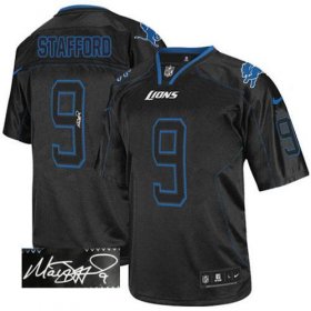 Wholesale Cheap Nike Lions #9 Matthew Stafford Lights Out Black Men\'s Stitched NFL Elite Autographed Jersey