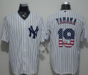 Wholesale Cheap Yankees #19 Masahiro Tanaka White Strip USA Flag Fashion Stitched MLB Jersey