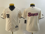 Wholesale Cheap Youth Texas Rangers Big Logo Cream 2023 City Connect Stitched Baseball Jersey