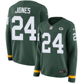 Wholesale Cheap Nike Packers #24 Josh Jones Green Team Color Women\'s Stitched NFL Limited Therma Long Sleeve Jersey