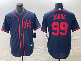 Cheap Men\'s New York Yankees #99 Aaron Judge Navy Red Fashion Cool Base Jersey